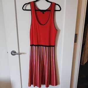 Banana Republic Red and Multicolor Striped Midi Dress